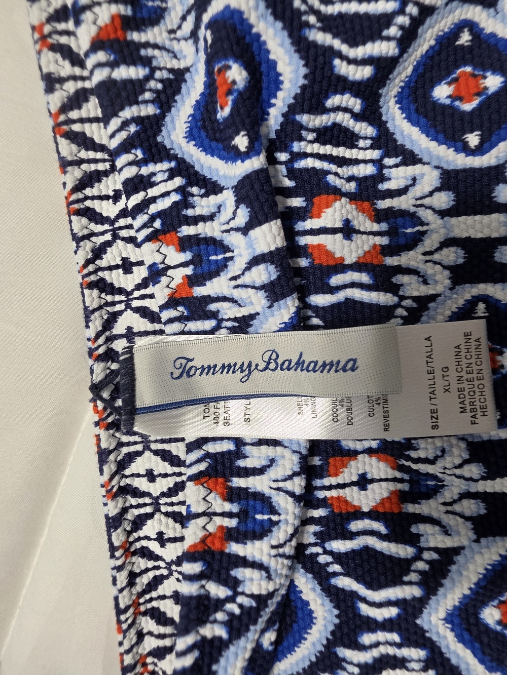 Reversable Tommy Bahama Navy, White and Red Geo Halter Tankini Swimsuit. Size XL - Picture 3 of 4